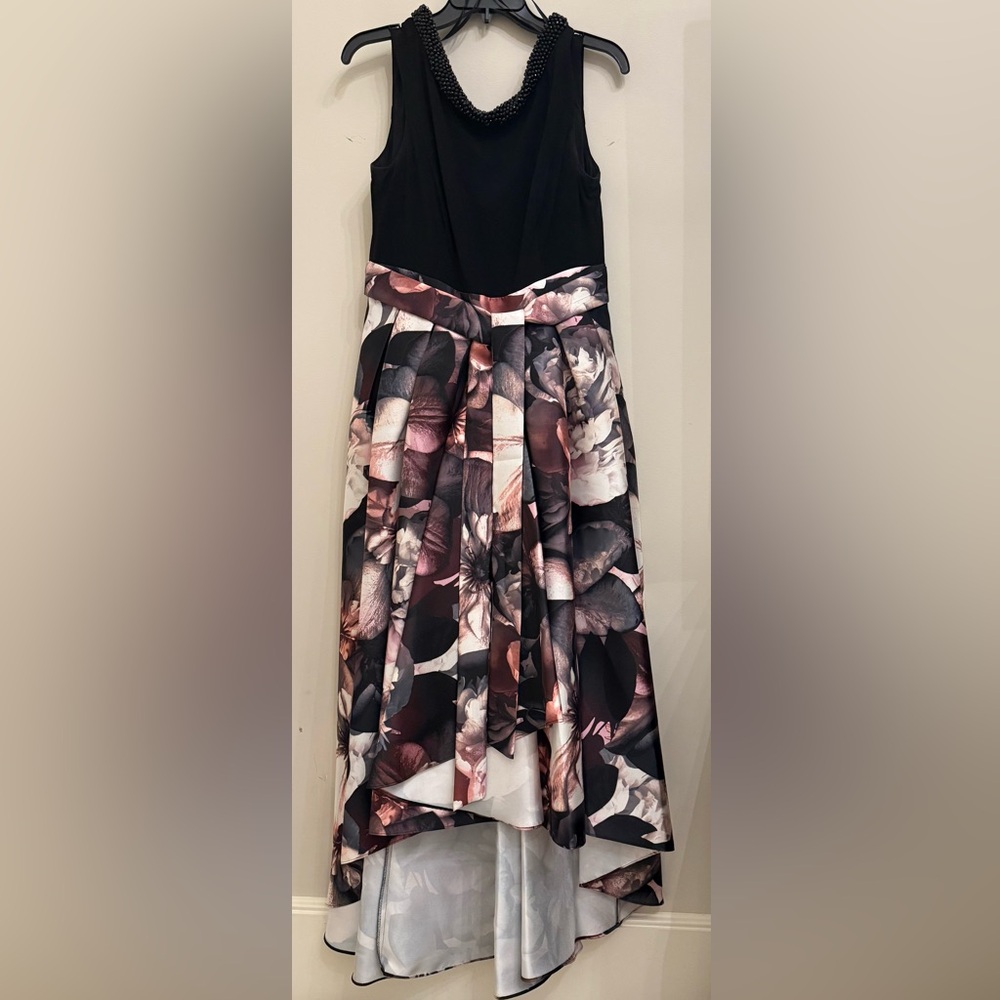 Black and Pink Pleated Halter Evening Maxi Dress